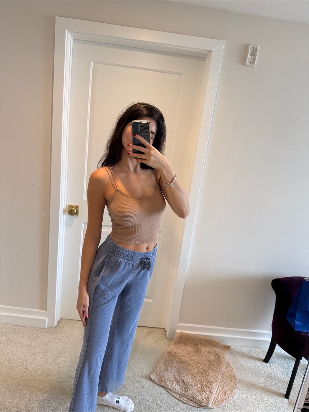Zara Tan Ribbed Crop Tank Top